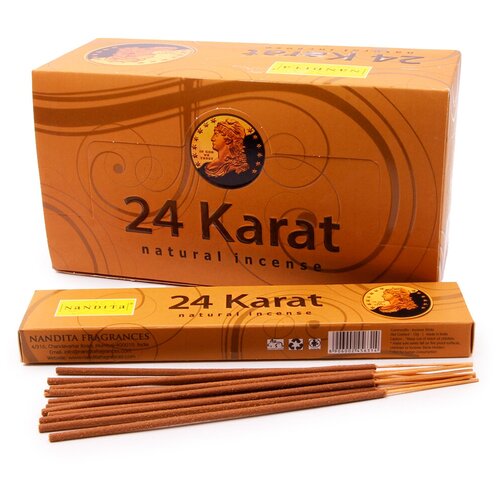 24 KARAT Natural Incense, Nandita (24 карат натуральные благовония палочки, Нандита),