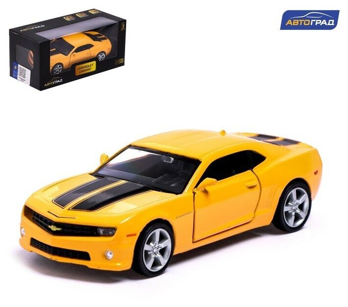 Машина металлическая CHEVROLET CAMARO, 1:32, открываются двери, инерция, цвет жёлтый