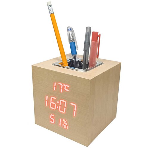Настольные деревянные часы-брусок с органайзером бежевый 149000₽