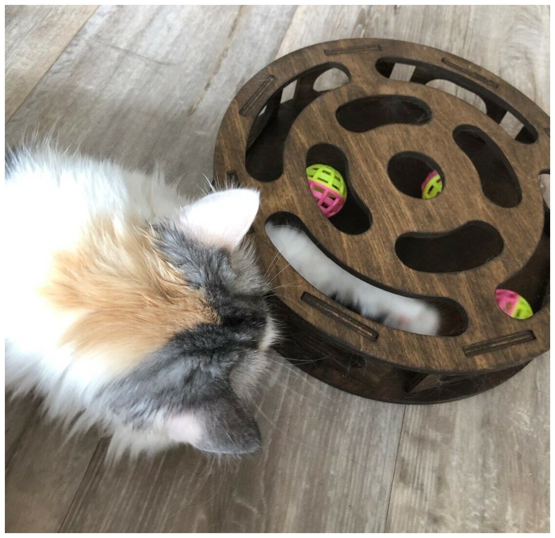 Игрушка для кошек и котят с шариками лабиринт развивающая круглая - фотография № 7