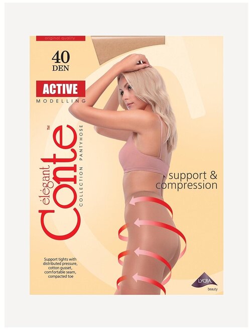 Колготки  Conte elegant Active, 40 den, размер 6, бежевый