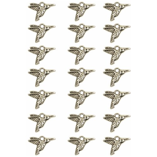 Подвеска колибри 12х16х3 мм, отверстие - 1,8 мм, сплав олова с покрытием 