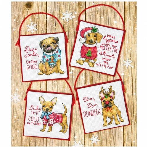 70-08972 Набор для вышивания крестом DIMENSIONS Christmas Pups. Ornaments Рождественские щенки набор для вышивания dimensions 70 08972 christmas pups ornaments рождественские щенки