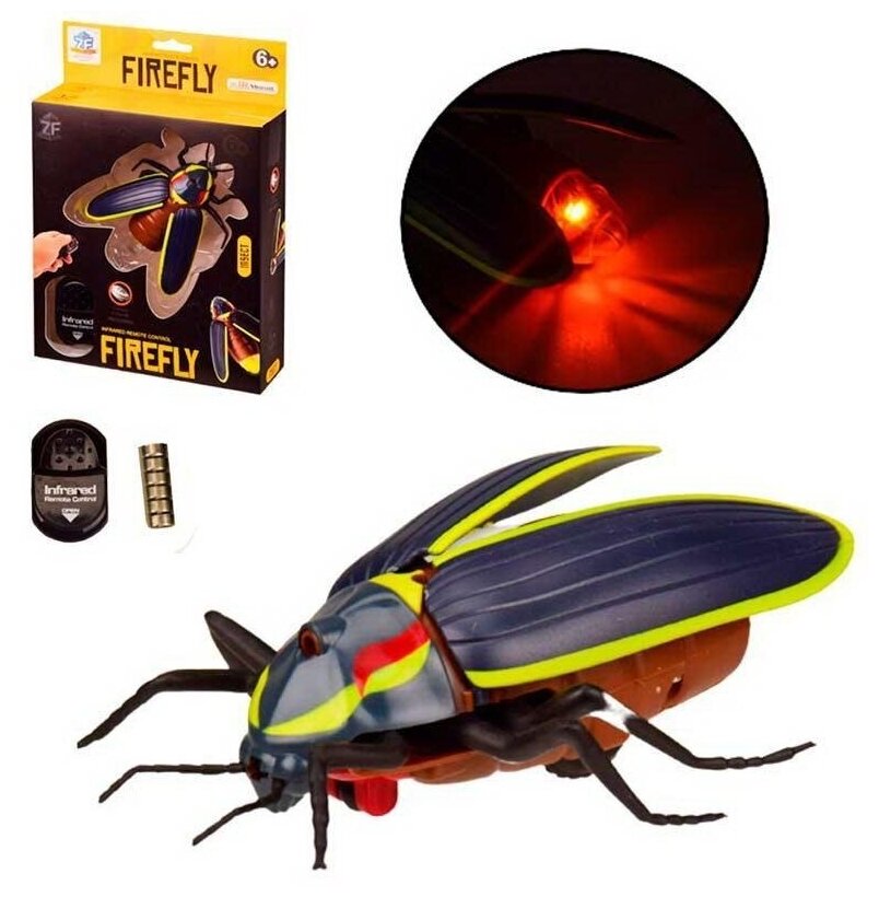 Игрушка Интерактивные насекомые и пресмыкающиеся. Светлячок, ИК управление, световые эффекты, 11х8х2,8см - Junfa Toys [WD-B0854]