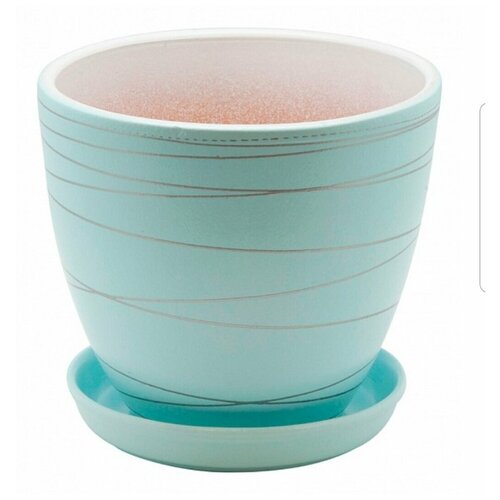 Горшок керамический с подставкой ENGARD 2,4 л голубой 17,5х17,5х16 см (BH-24-2)