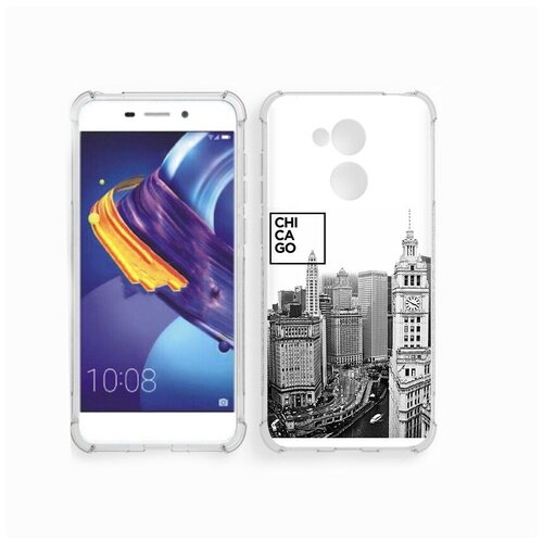 Чехол задняя-панель-накладка-бампер MyPads черно белый чикаго для Huawei Honor 6C Pro/Huawei Honor V9 Play противоударный
