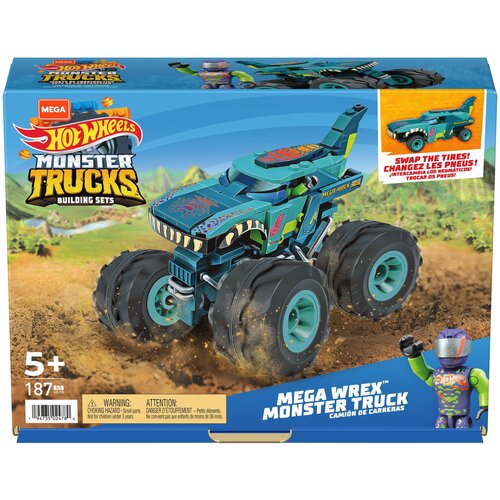 Конструктор Mega Construx Hot Wheels HDJ95 Монстр-трак Мега Рекс, 187 дет. конструктор mega construx hot wheels gvm28 машинка гоночная 102 дет