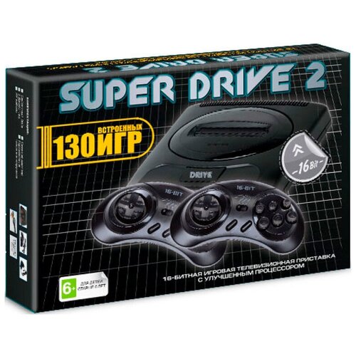 Игровая приставка 16-bit Super Drive 2 + 130 встроенных игр игровая приставка 16 bit super drive classic s14 160 в 1 160 встроенных игр 2 геймпада черная