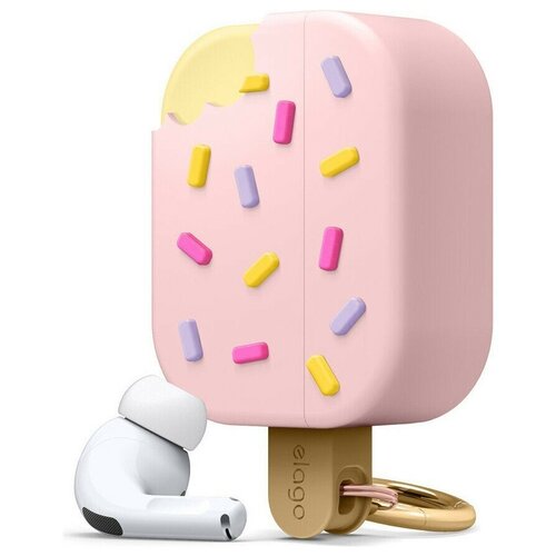 Силиконовый чехол с карабином Elago Ice Cream Silicone Hang case для AirPods Pro, цвет Розовый (EAPP-ICE-LPK)