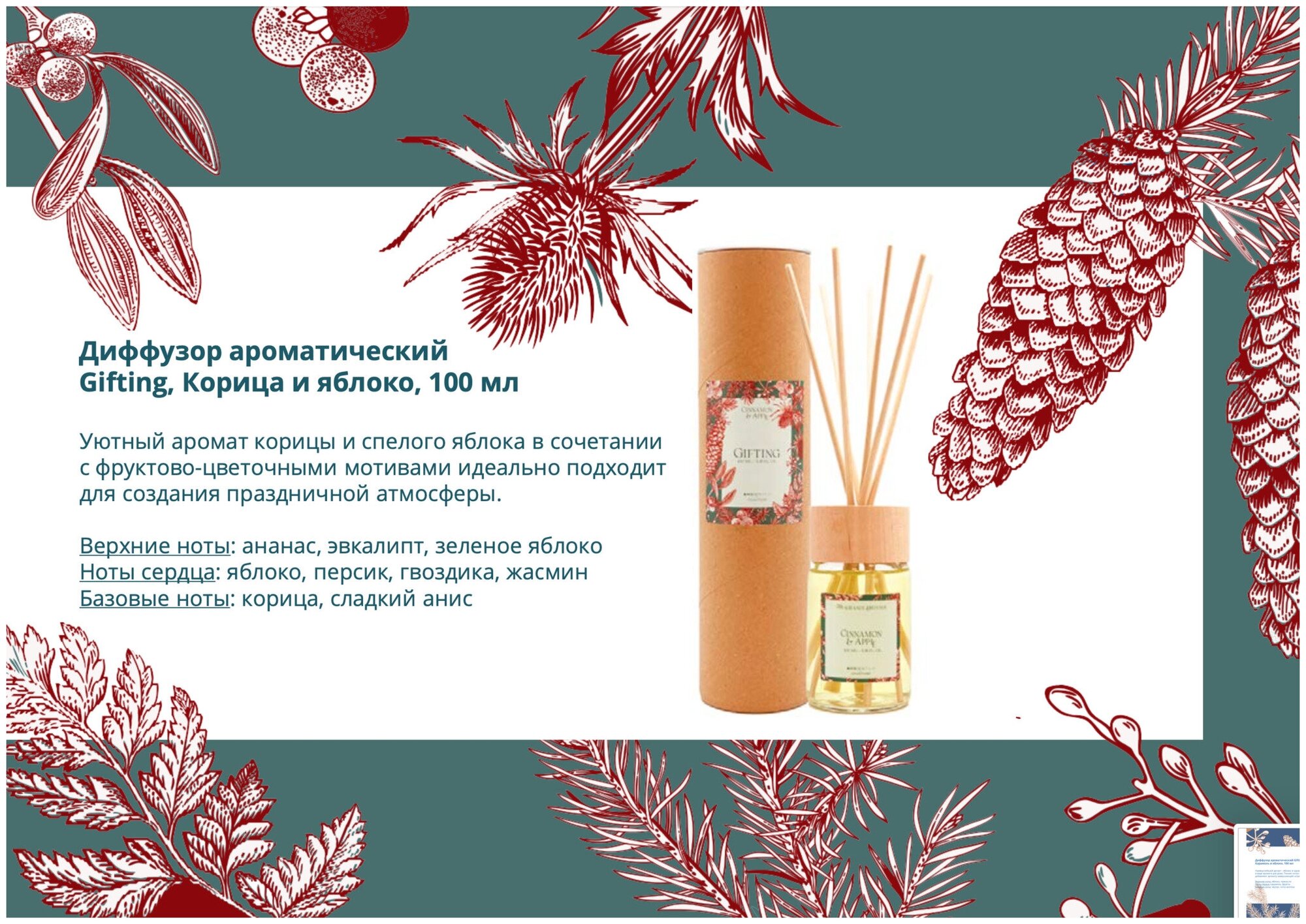 Диффузор ароматический 100 мл Ambientair Gifting Печенье и ягоды - фото №3
