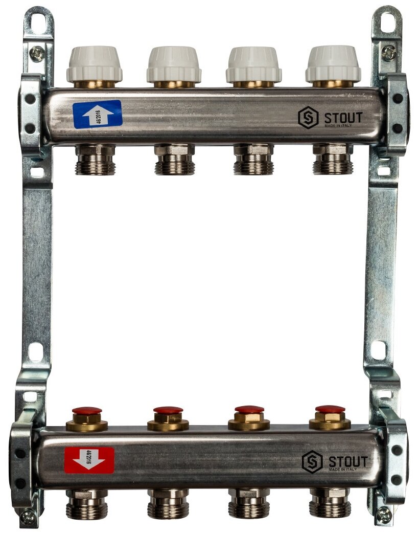 SMS 0922 000004 STOUT Коллектор из нержавеющей стали без расходомеров 4 вых.