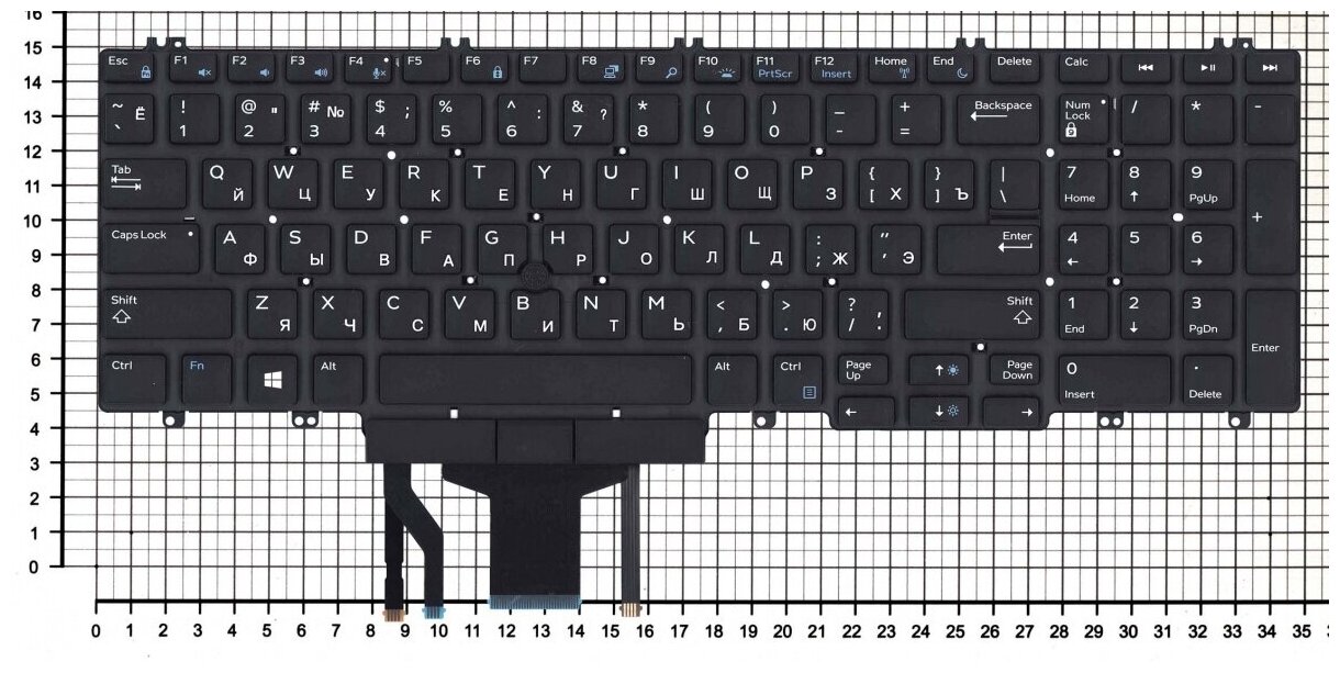 Клавиатура для ноутбука Dell Precision 7520 черная с подсветкой