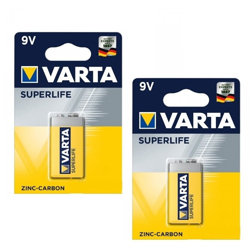 Батарейка Varta SUPERLIFE Крона 6F22 BL2 Heavy Duty 9V 02022-n