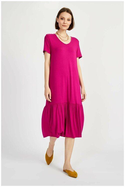 Платье-футболка Baon, вискоза, прямой силуэт, размер L, розовый