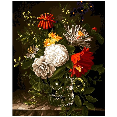 Картина по номерам LORI Цветы в граненой хрустальной вазе (Рх-058)