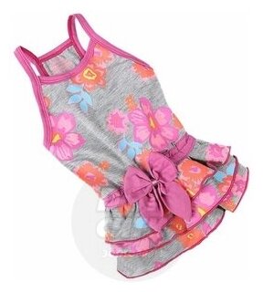 Платье ForMyDogs Цветы серо-розовое - фотография № 2