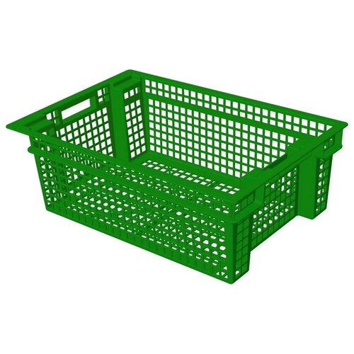 Ящик для овощей 60 х 40 х 20 см из первичного полиэтилена зеленый