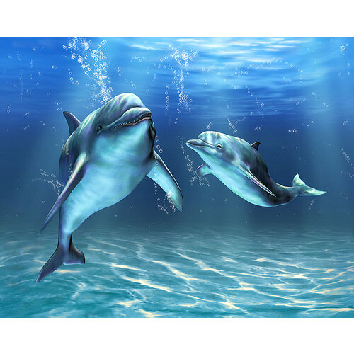 Фотообои Divino Decor Два дельфина D-064 300*238 фактура полосы