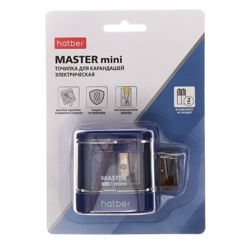 Точилка электрическая Hatber Master mini, 1 отверстие точилка пластик 1отв цветная hatber bs 10006