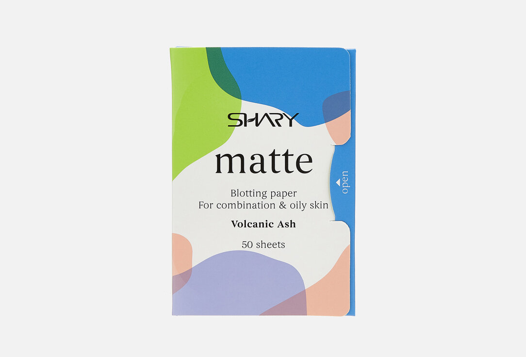 Матирующие салфетки для лица для комбинированной и жирной кожи Shary Matte blotting paper for combination & oily skin Volcanic Ash / количество 50 шт