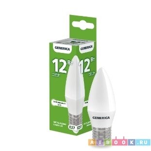 Лампа светодиодная GENERICA C35 12Вт свеча 4000К E27 230В - фото №1