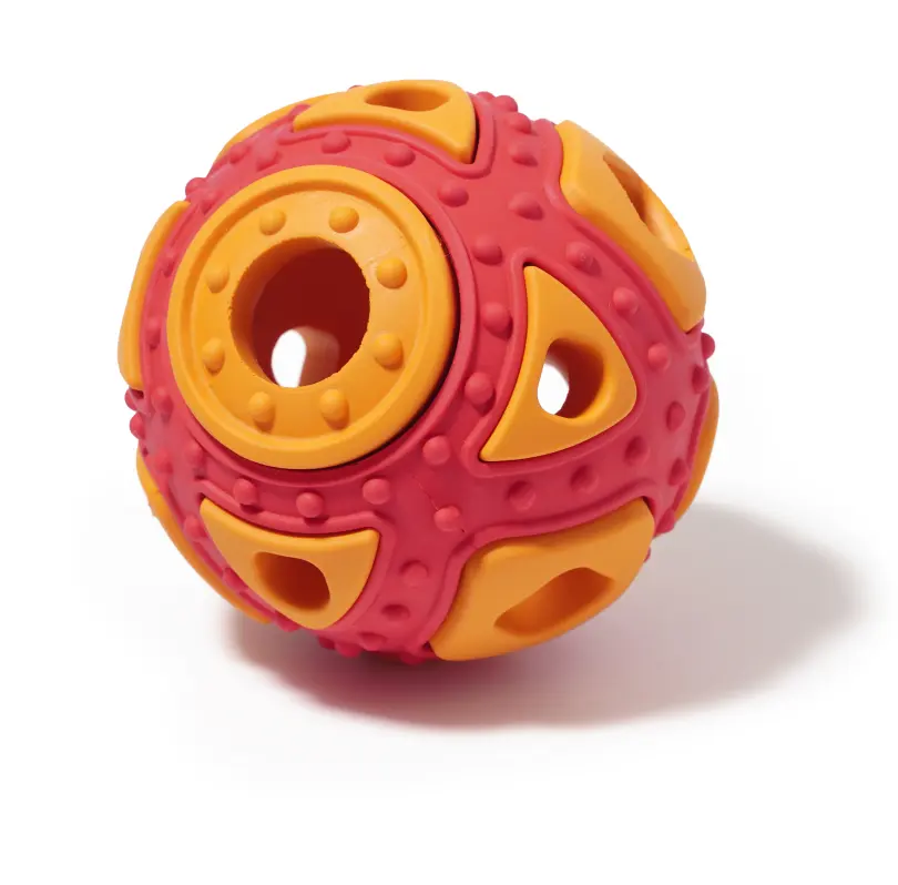 SkyRus Игрушка для собак резиновая "Мяч для лакомств", оранжевая, 6.4x6.4x5.9см