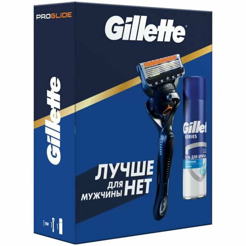 Gillette Подарочный набор (Gillette Станок Proglide Power с 1 сменной кассетой + Gillette Пена для бритья успокаивающая, 200 мл.) гели для бритья gillette гель для бритья fusion proglide sensitive ocean breeze