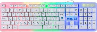 Клавиатура Defender Dark White GK-172,игровая, проводная, подсветка, 104 клавиши,USB, белая