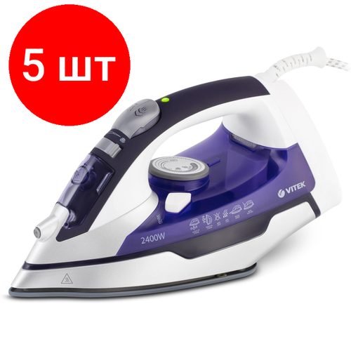 Комплект 5 штук Утюг VITEK 1257-VT-02 мощность 2400 вт материал подошвы UniCera 2213500₽