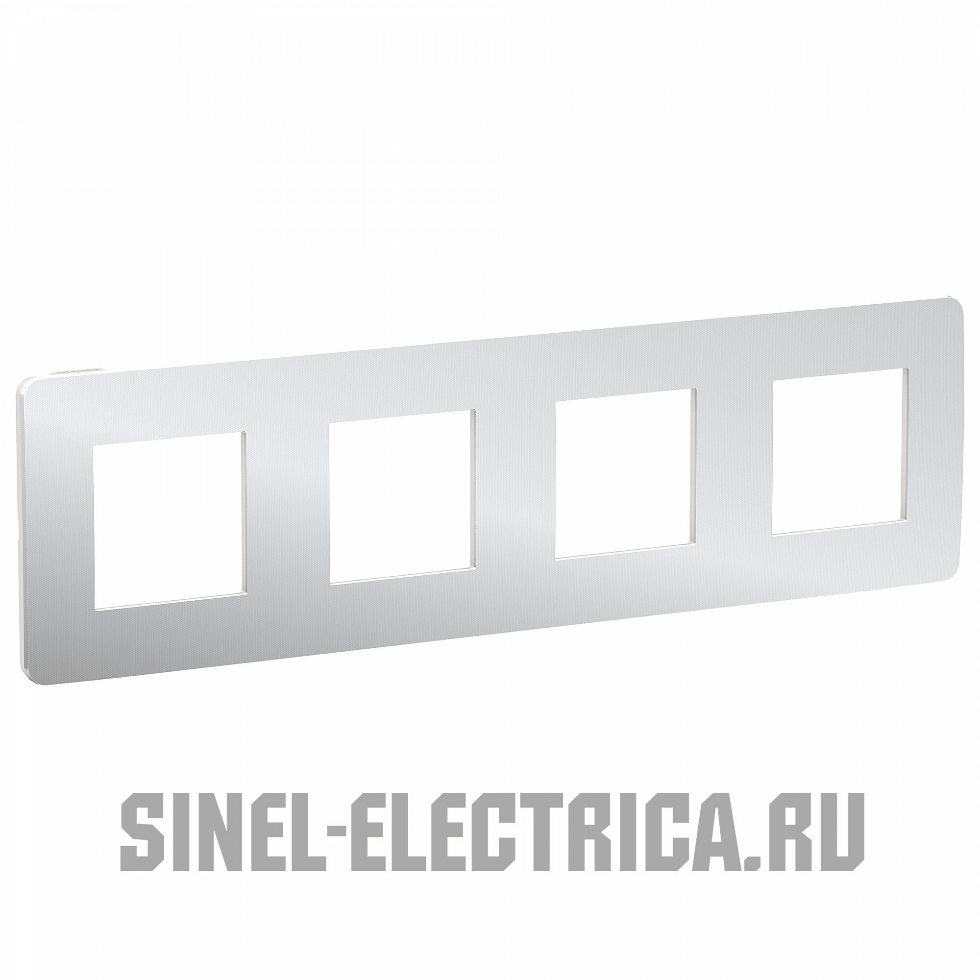 Unica Studio Metal NU280855 Рамка 4-постовая/8-модульная (универсальная, хром/белый) Schneider Electric - фото №4