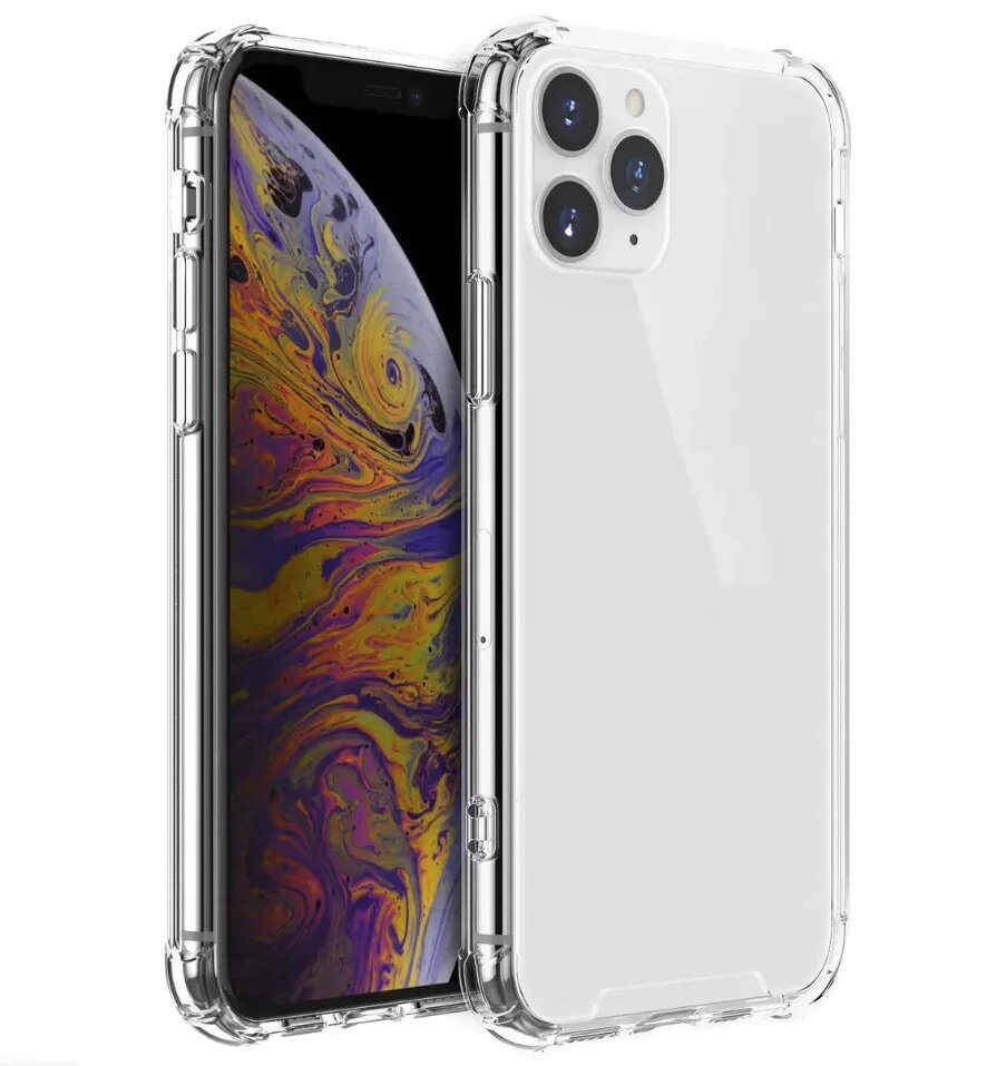 Чехол-накладка для iPhone 11 pro (айфон 11 про) тонкая полимерная из качественного силикона, c усиленными углами прозрачный