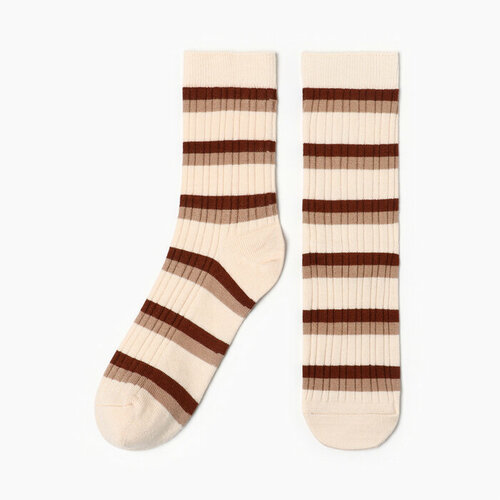 Носки HOBBY LINE, размер 36/40, белый, коричневый носки hobby line размер 36 40 белый коричневый