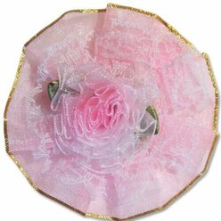 Цветы пришивные из органзы 1-247 55х55 мм розовые / Лента с цветочным принтом роза для рукоделия 2 упаковки по 5 штук