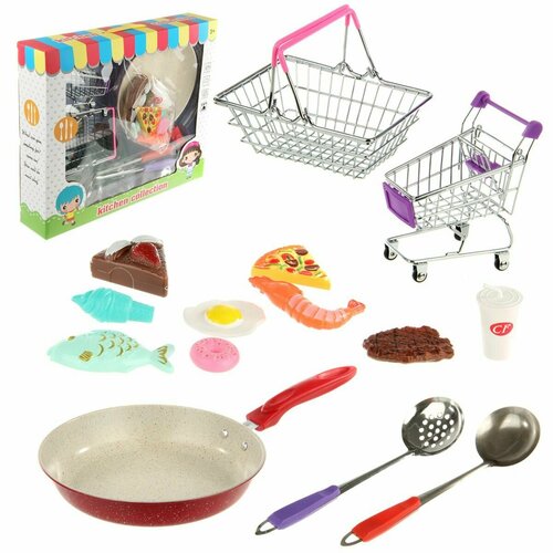 Детский кухонный набор с металлической посуды, Veld Co / Игрушечная еда для детей набор посуды veld co металлической с прихваткой 31х11х21 5 86757