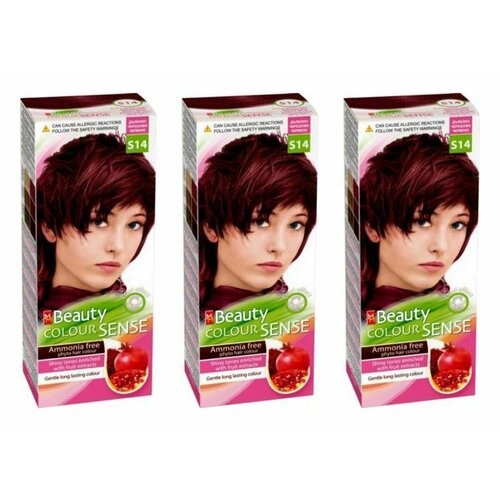 MM Beauty Краска для волос Color Sense, тон S14 Спелая вишня, 125 гр, 3 упаковки /