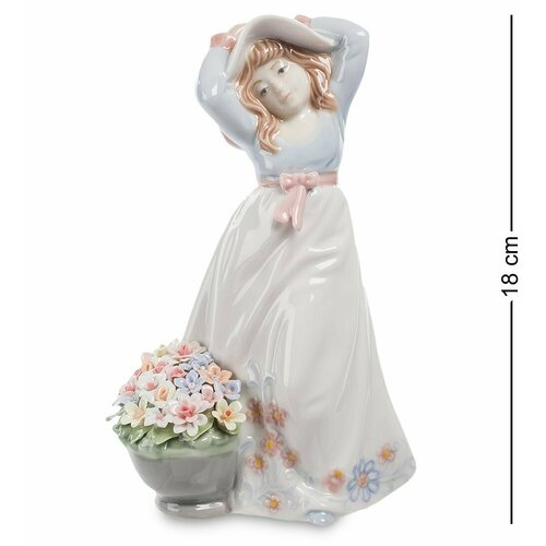 Фигурка Девочка с корзинкой комбинированный, цветы