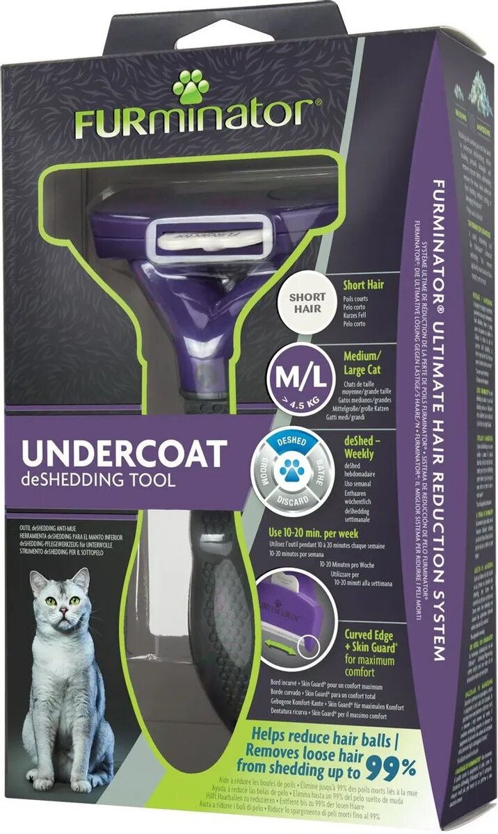 FURminator Фурминатор Undercoat deShedding Tool для больших кошек с короткой шерстью