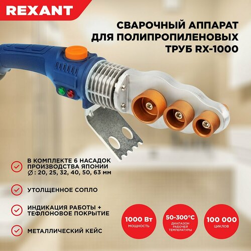Сварочный аппарат для пластиковых труб REXANT 1000 Вт 11-1001 4805₽