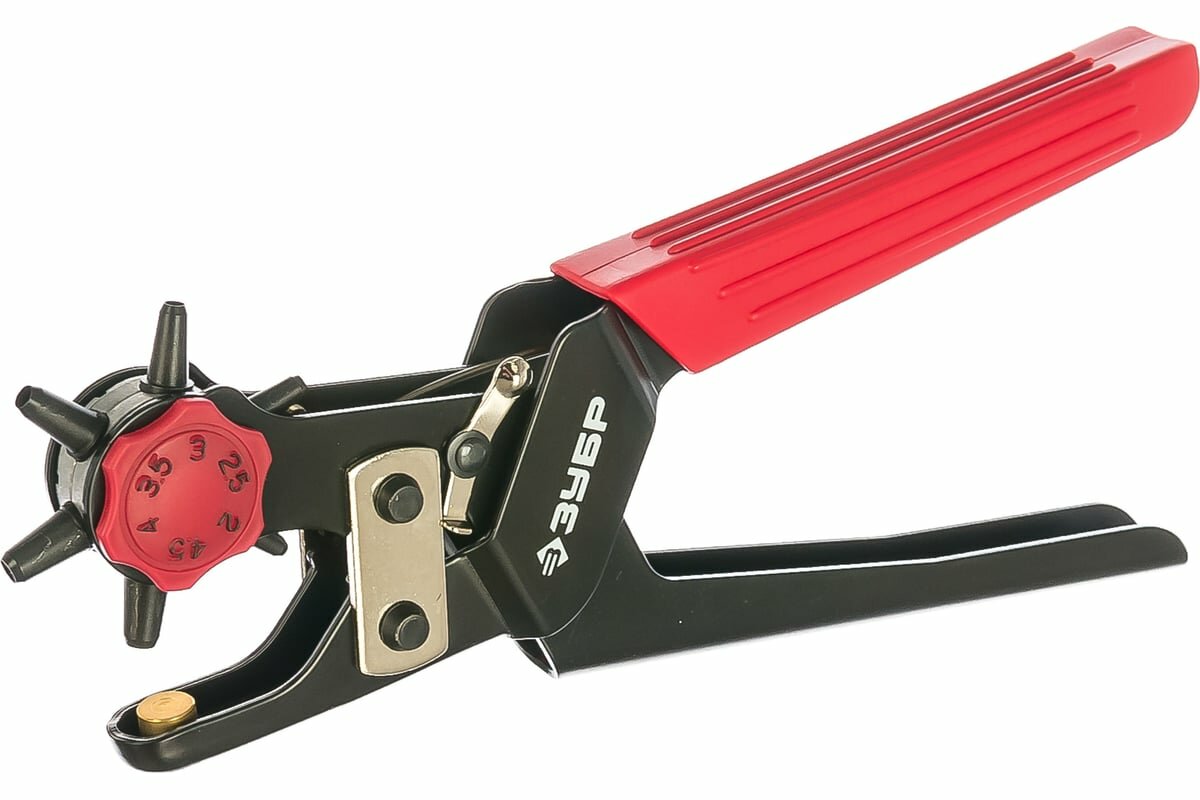 Дырокол ЗУБР мастер револьверный для кожи, усиленный, 6-в-1, 2-4,5мм (22945)