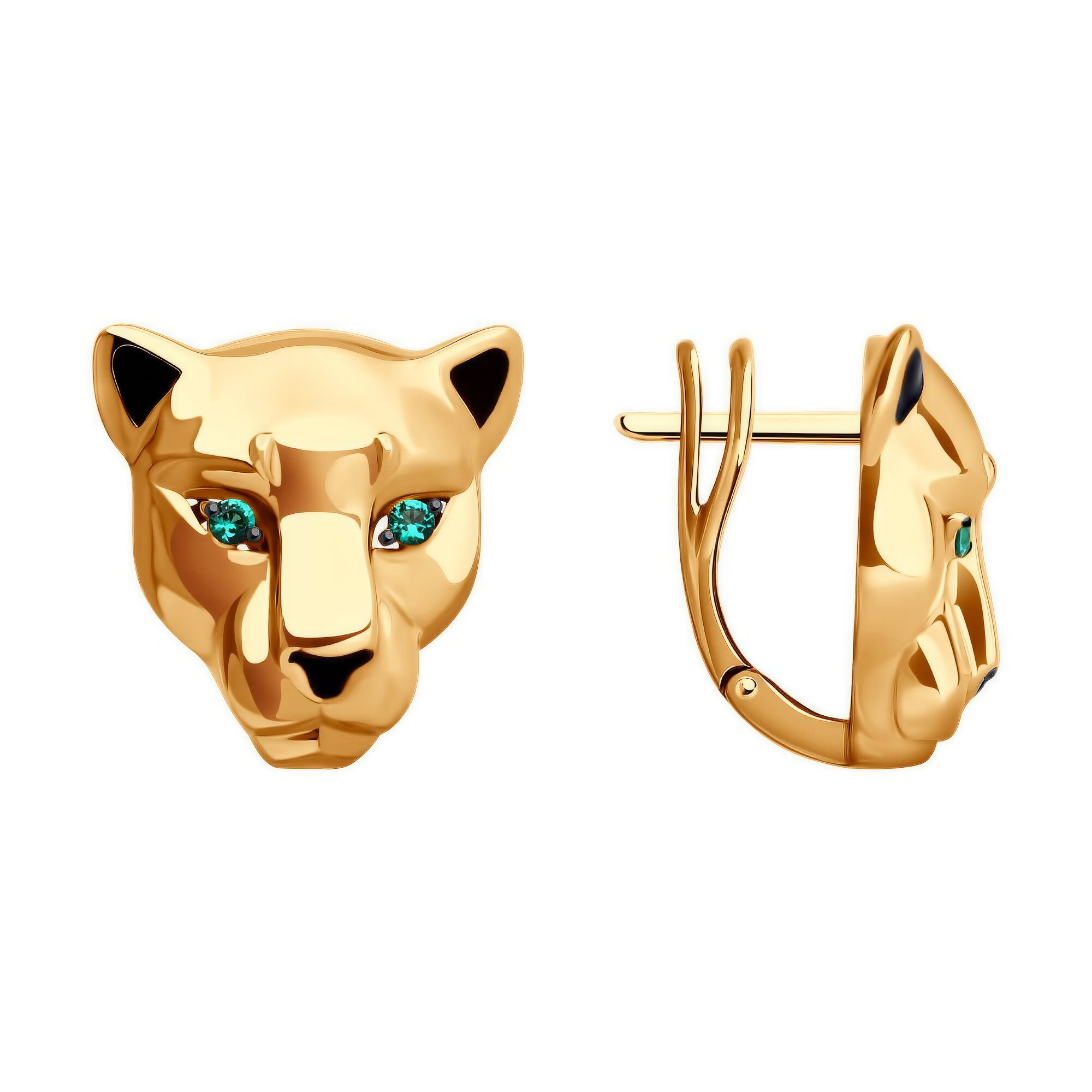 Серьги Diamant online, красное золото, 585 проба, эмаль, фианит
