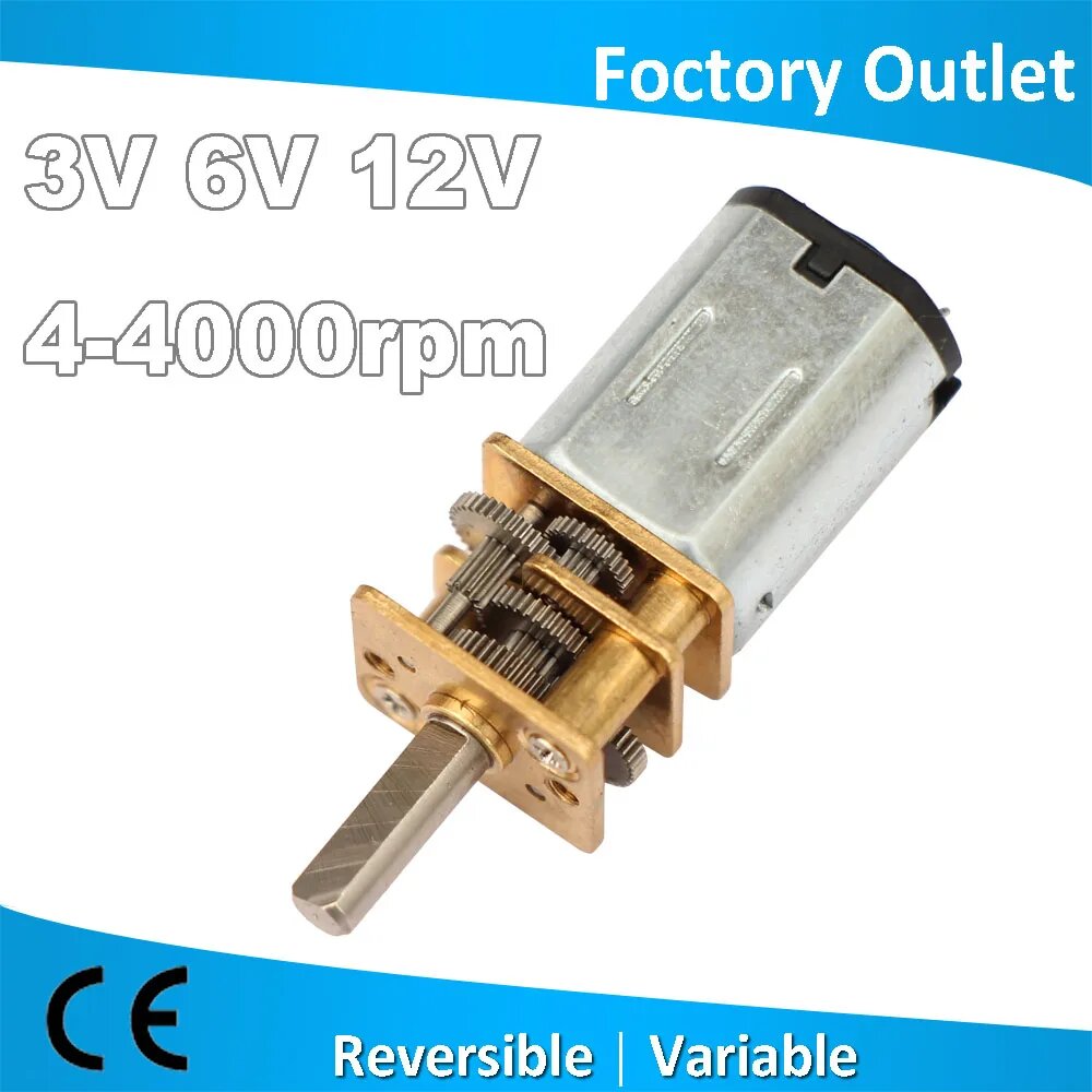 Металлический мотор-редуктор SEEMTOON 12GA N20 DC 3-12В, 12 В, 4000 rpm