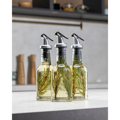 Бутылка стеклянная, емкость для масла с пробкой и дозатором 