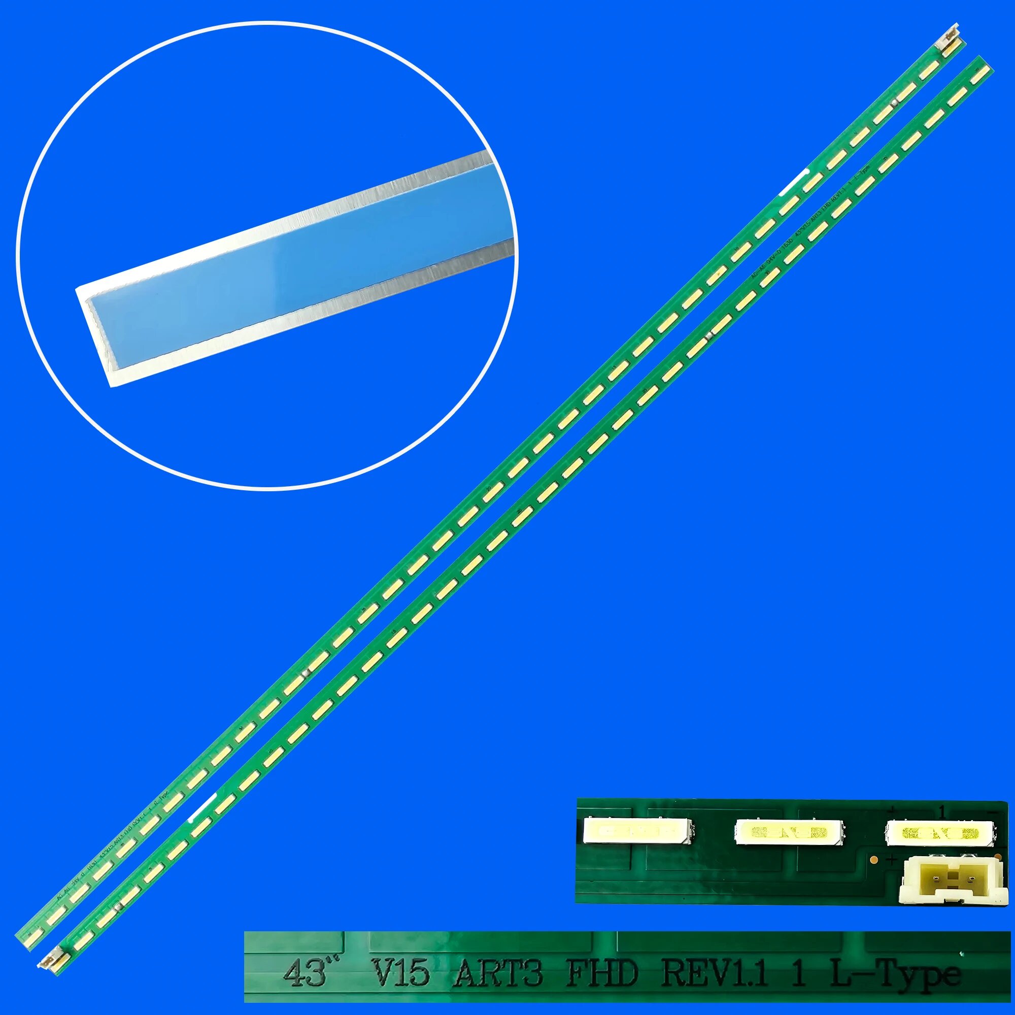 Светодиодная лента подсветки для 43" V15 ART3 FHD REV1.1, 2 PCS For 1 TV