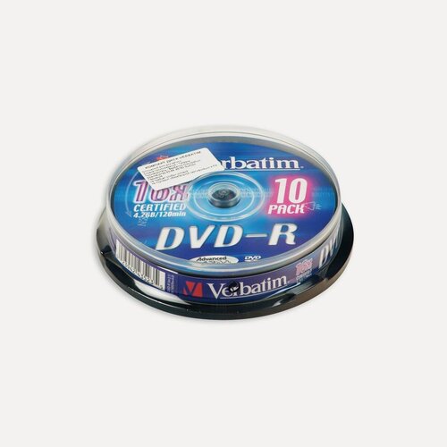 Изображение товара Оптический диск DVD-R Verbatim 4.7Gb, 16x, cake box, 10шт. (43523)