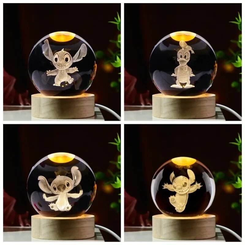 Ночник "Лило и Стич" из стекла Disney, Stitch C, 6cm Warm light base — фото 1