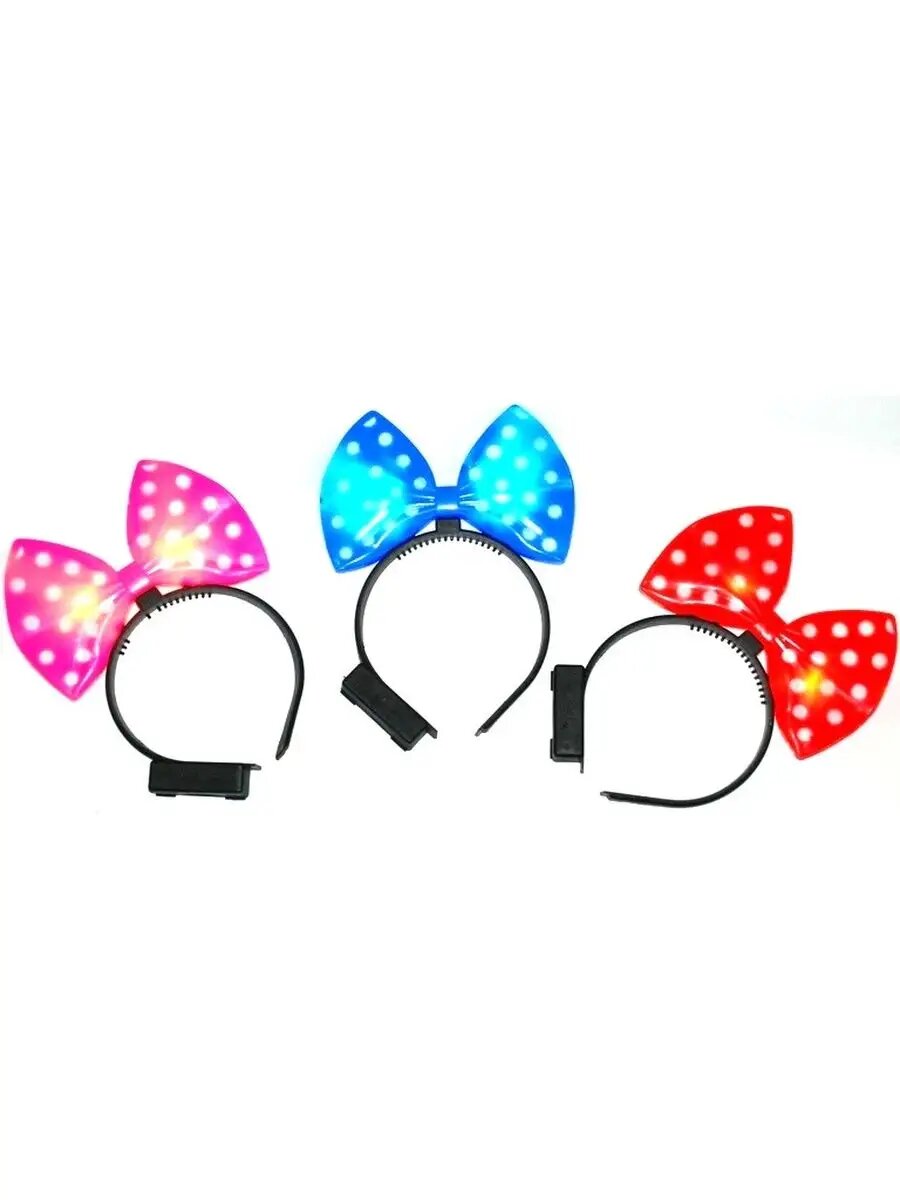 Бантик - ободок светящийся комплект из 2 штук разных цветов.