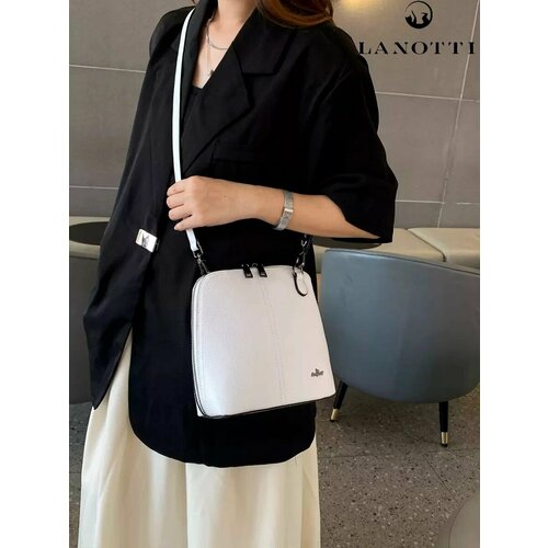Сумка мессенджер LANOTTI, фактура зернистая, белый