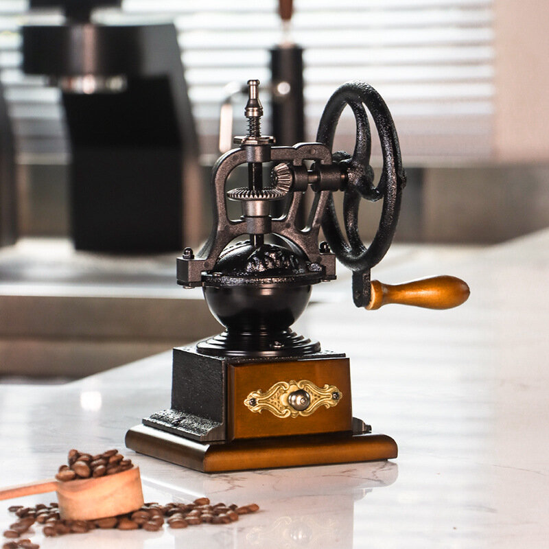 Деревянная кофемашина с ручным приводом ретро-деревянная кофемолка