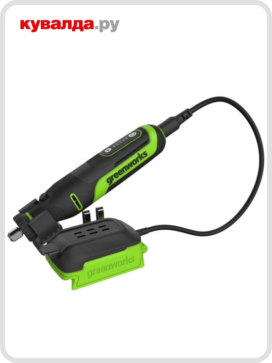 Шлифмашина прямая аккумуляторная GREENWORKS 3200807 с принадлежностями 52 шт без АКБ и ЗУ