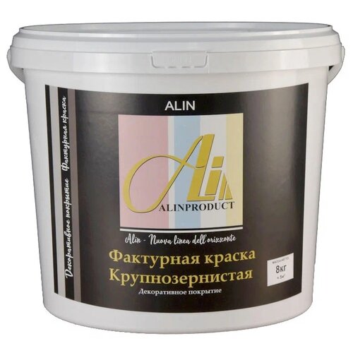 Декоративное покрытие Alinproduct Фактурная краска Крупнозернистая, белый, 8 кг
